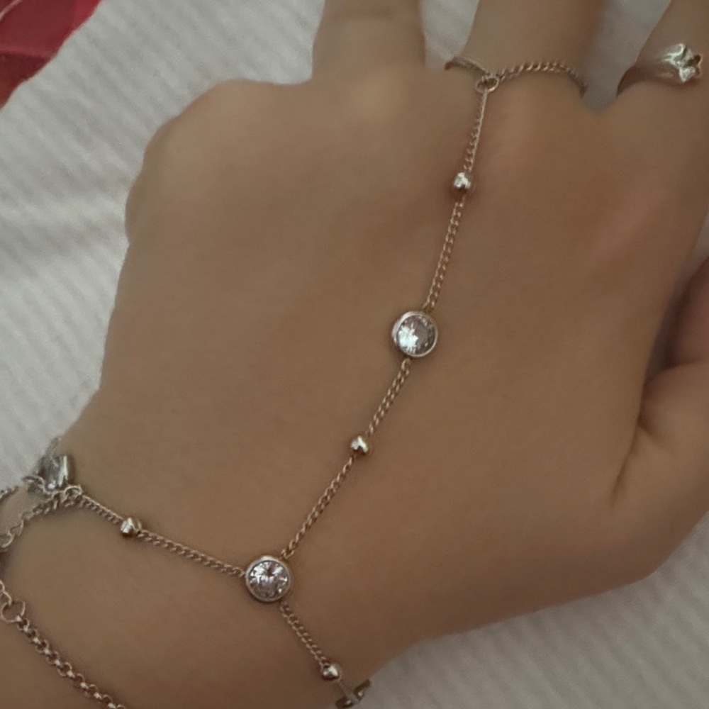 Elegant Silver Hand Chain Bracelet